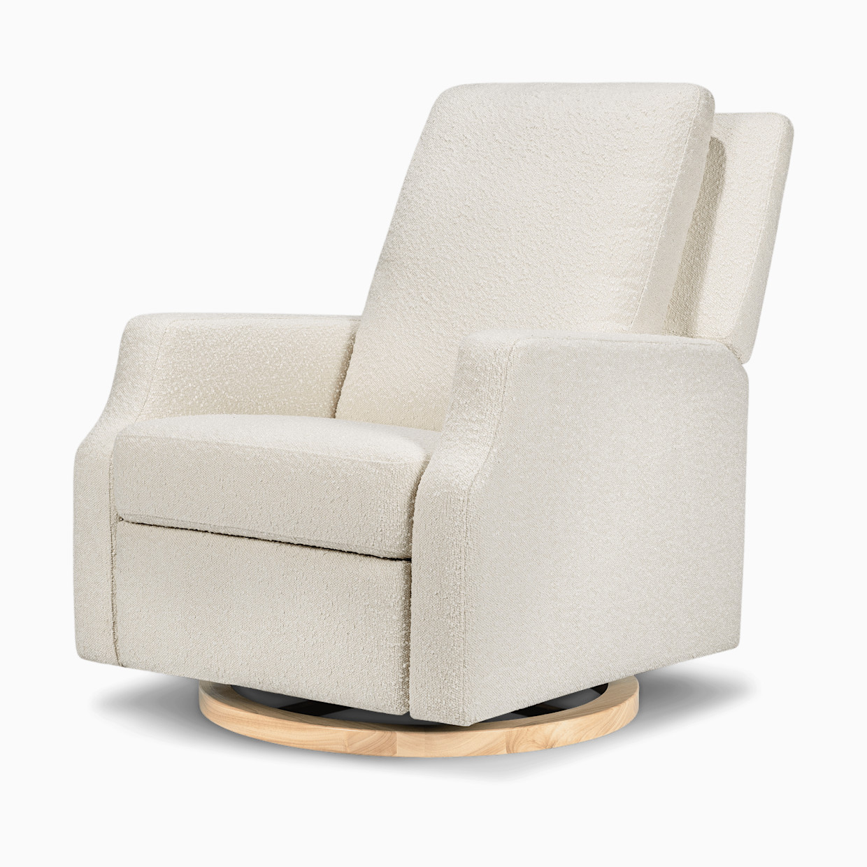 Namesake Crewe Recliner and Swivel Glider - Ivory Boucle W/ Light Wood Base.