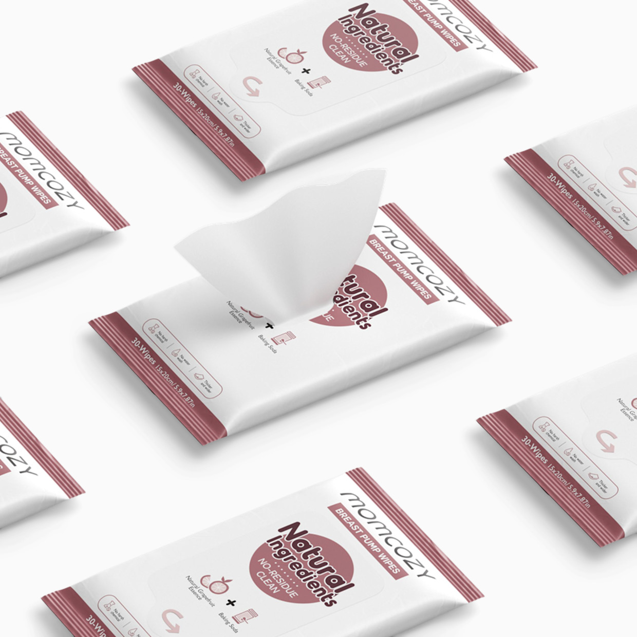 Momcozy Momcozy Natural Breast Pump Wipes (3 Pack) - White, 30.