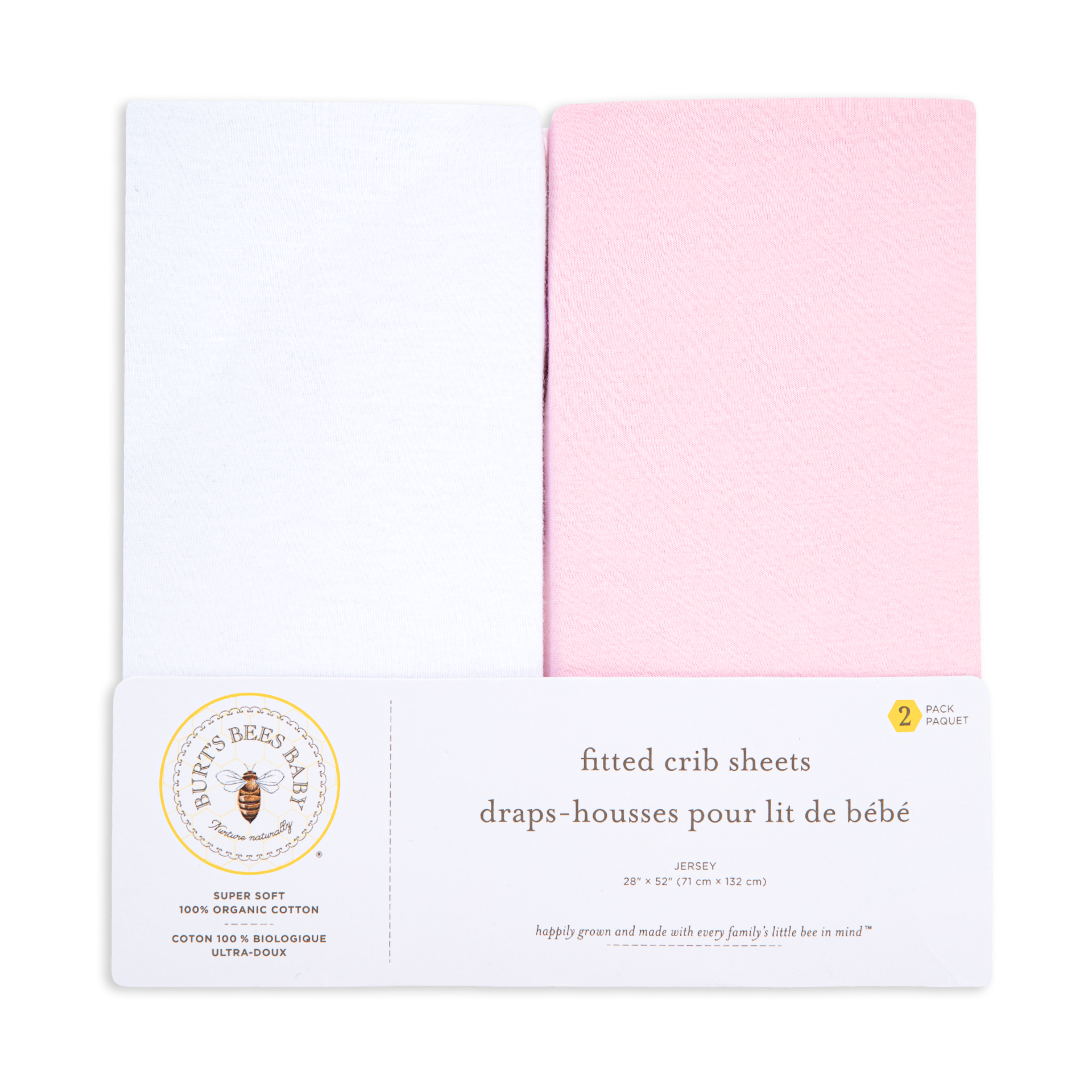 Burt's Bees Baby Organic Cotton Fitted Crib Sheets for Standard Crib