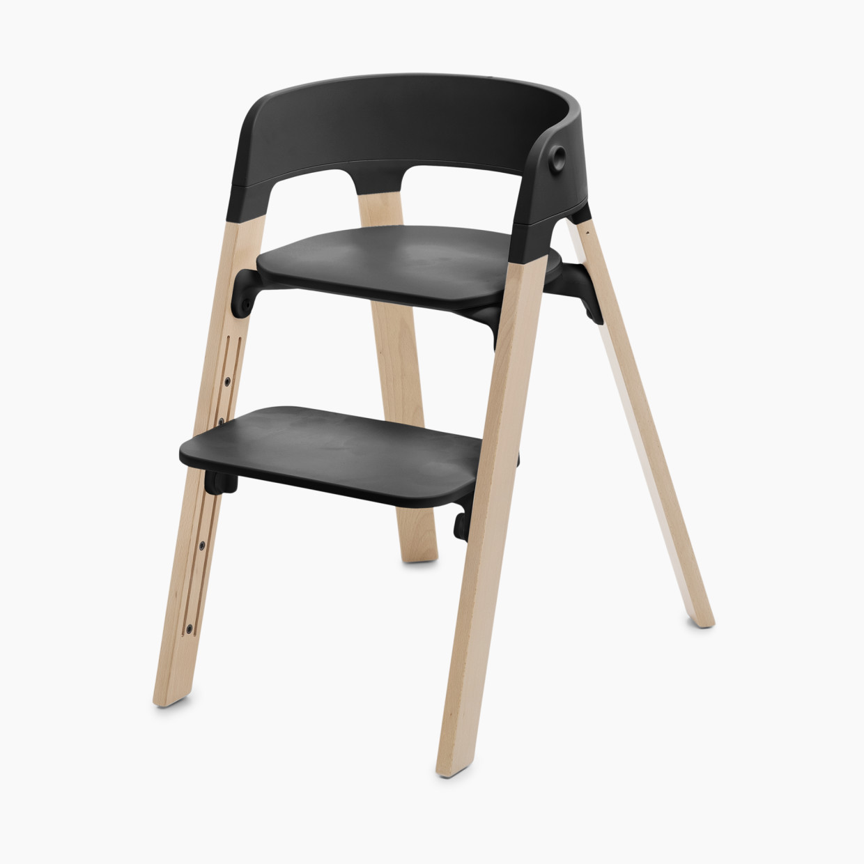 Stokke Steps High Chair - Natural Legs/Black Seat.