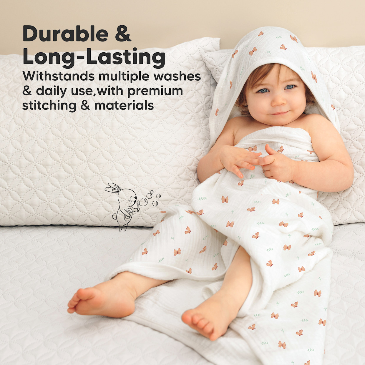 KeaBabies Lyra Muslin Hooded Towel - Monarch.