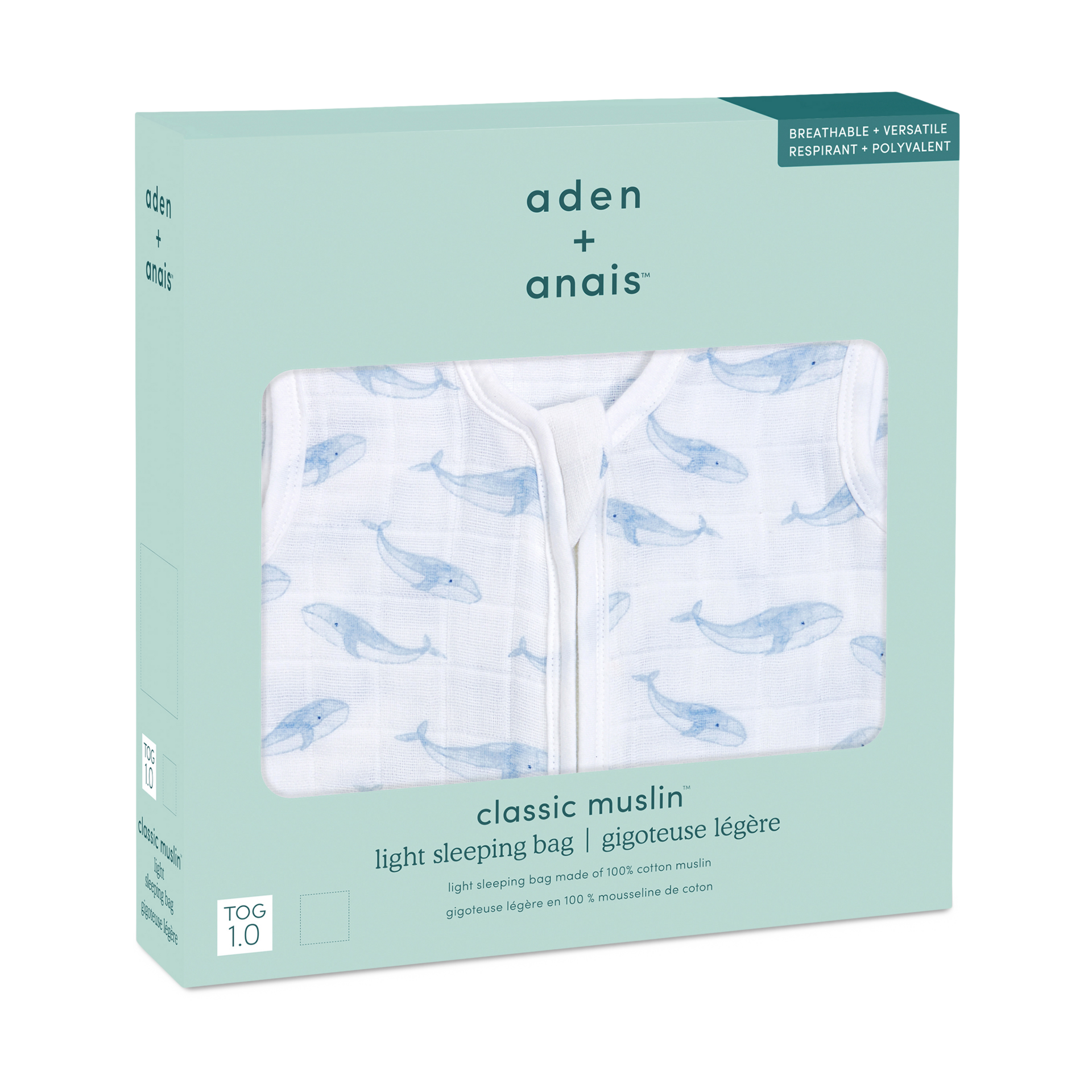 Aden + Anais Organic Muslin Sleeping Bag Oceanic, 618 Months