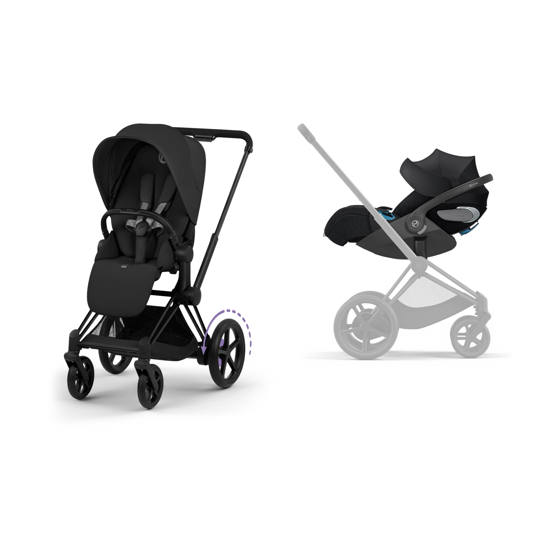Cybex e-PRIAM Stroller + CLOUD T Infant Car Seat Travel System.