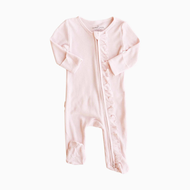 Caden Lane Bamboo Waffle Ruffle Zipper Footie.