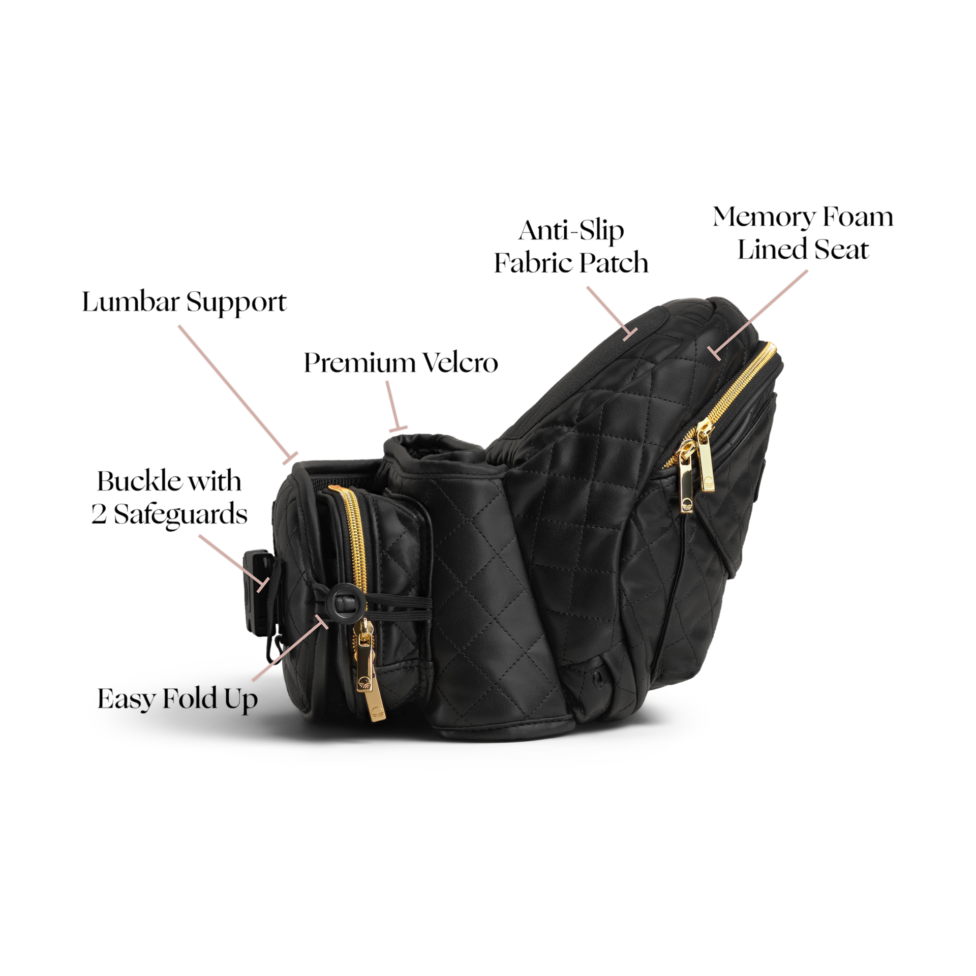 Tushbaby Hip Seat and Snug Carrier 2-in-1 Bundle - Black Vegan Leather, Cream Snug Carrier.