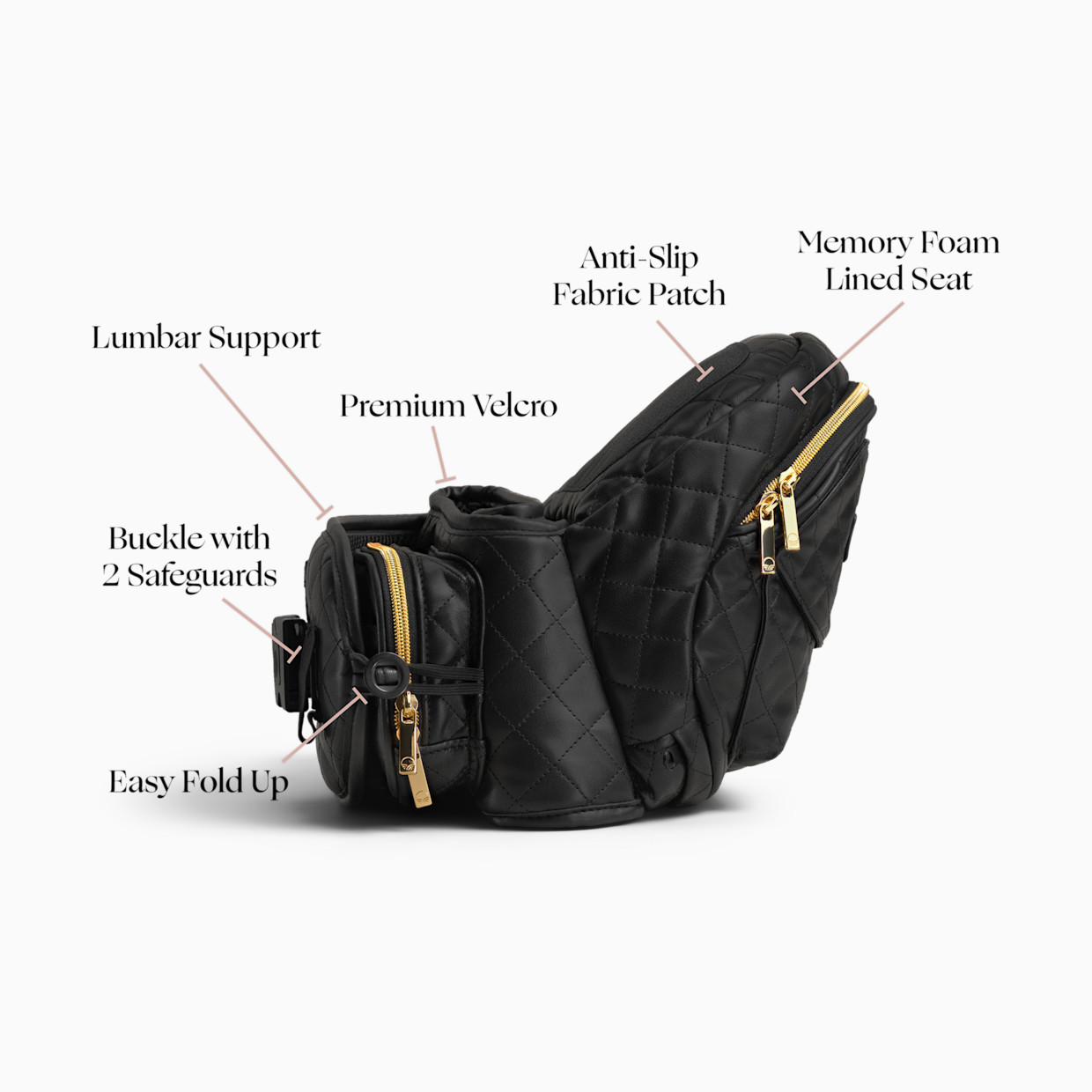 Tushbaby Hip Seat and Snug Carrier 2-in-1 Bundle - Black Vegan Leather, Cream Snug Carrier.