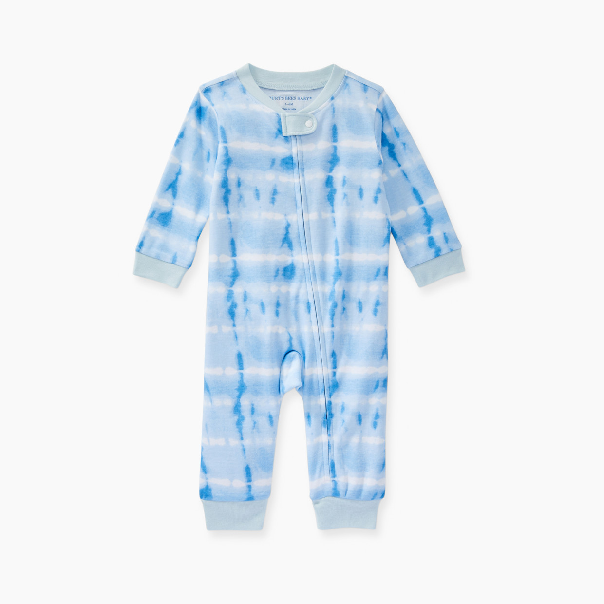 Burt's Bees Baby Organic Cotton Sleep & Play Pajamas - Sky Tie Dye, 0-3 Months.