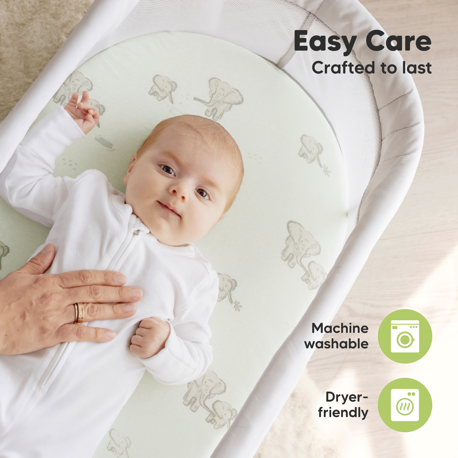 KeaBabies Isla Fitted Bassinet Sheets (2 Pack) - Elly.