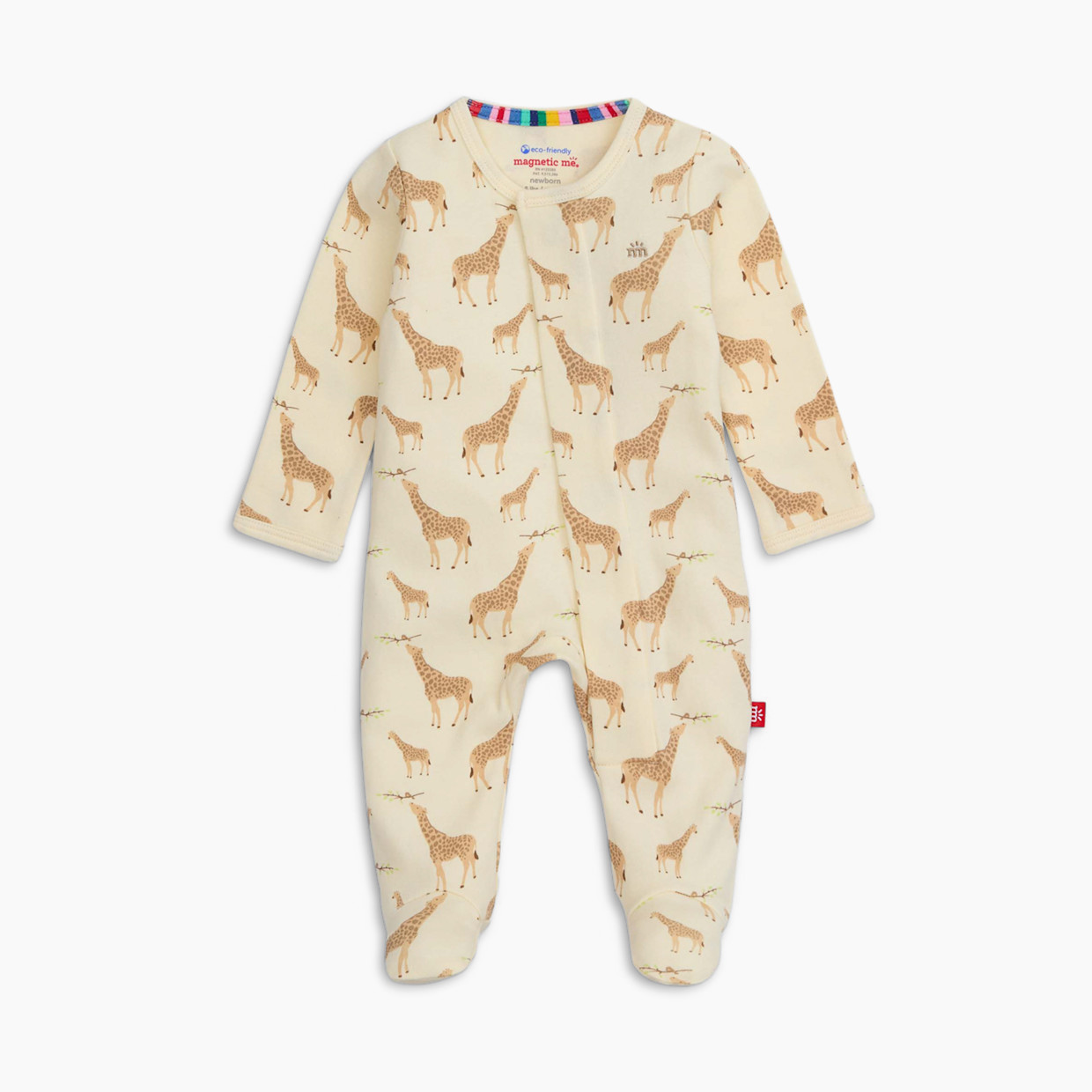 Magnetic Me Organic Cotton Footie - Cream Jolie Giraffe, 0-3 M.