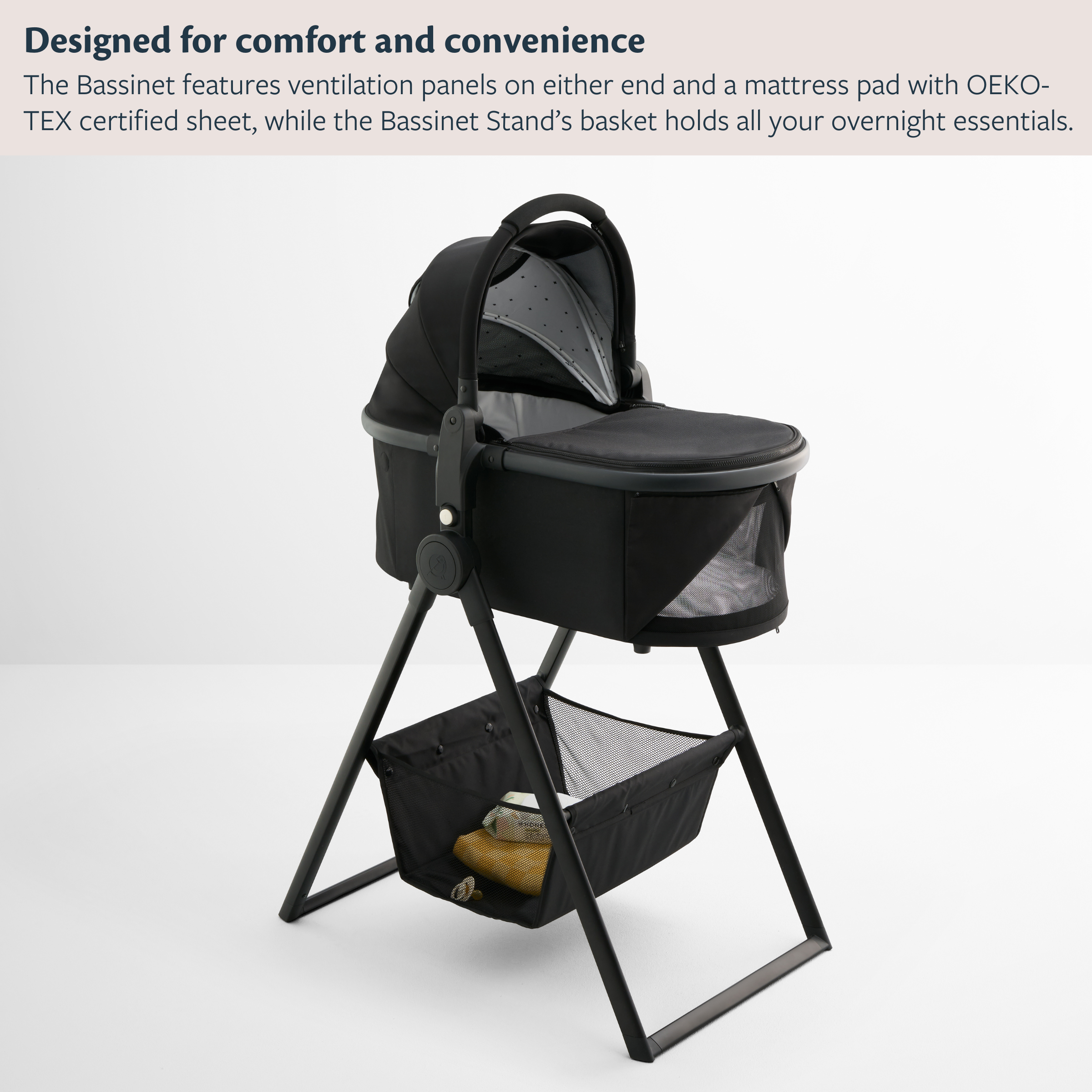 Mockingbird Bassinet 3.0 + Bassinet Stand Bundle - Sage.