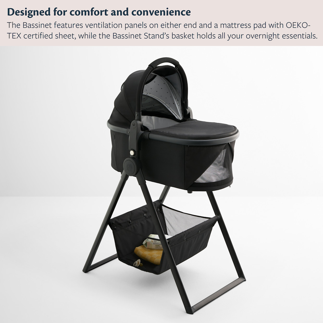 Mockingbird Bassinet 3.0 + Bassinet Stand Bundle - Rose.