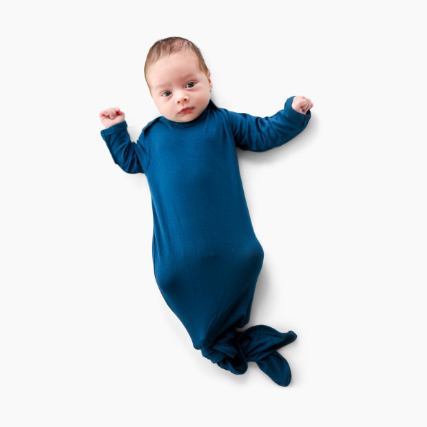 Posh Peanut Basic Knotted Gown - Sailor Blue Navy, 0-3 Months.