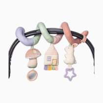 Itzy Ritzy Spiral Car Seat & Stroller Activity Toy - Stroller & Car Seat Toys for Ages 0 Months and Up - Hanging Toys Include Dangling Ring, Mirror and Textured Ribbons (Pastel Rainbow)