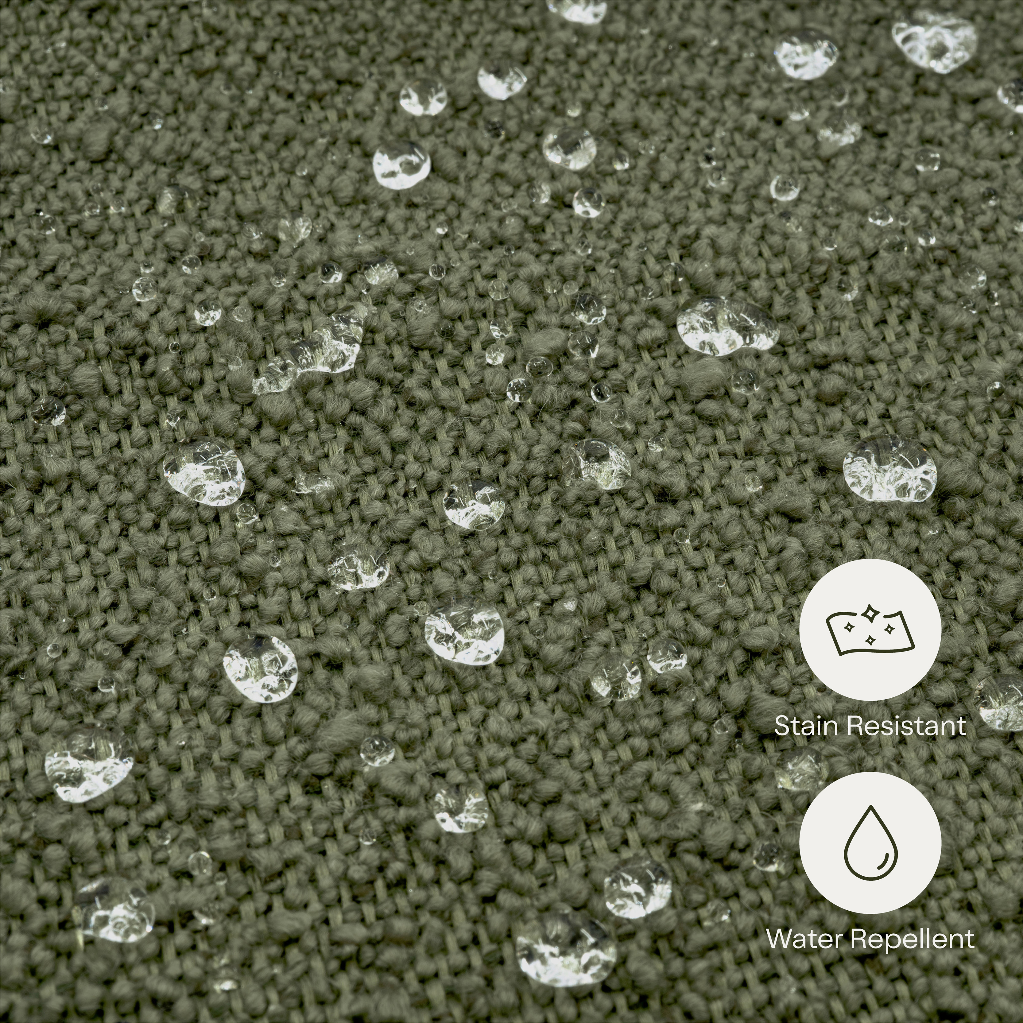 Namesake Tuffet Storage Ottoman - Performance Olive Boucle With Honey Ball Feet.