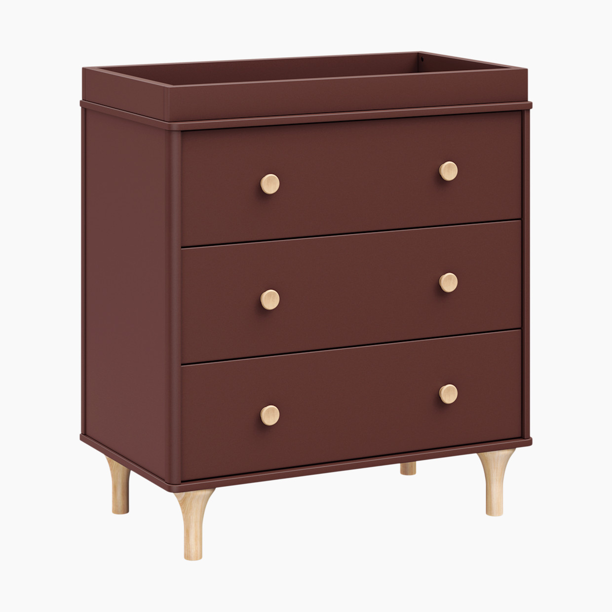 babyletto Lolly 3-Drawer Changer Dresser - Crimson/Natural.