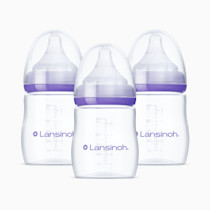 Lansinoh Anti-Colic Baby Bottles for Breastfeeding Babies, 5 Ounces, 3 Count, Includes 3 Slow Flow Nipples, Size S