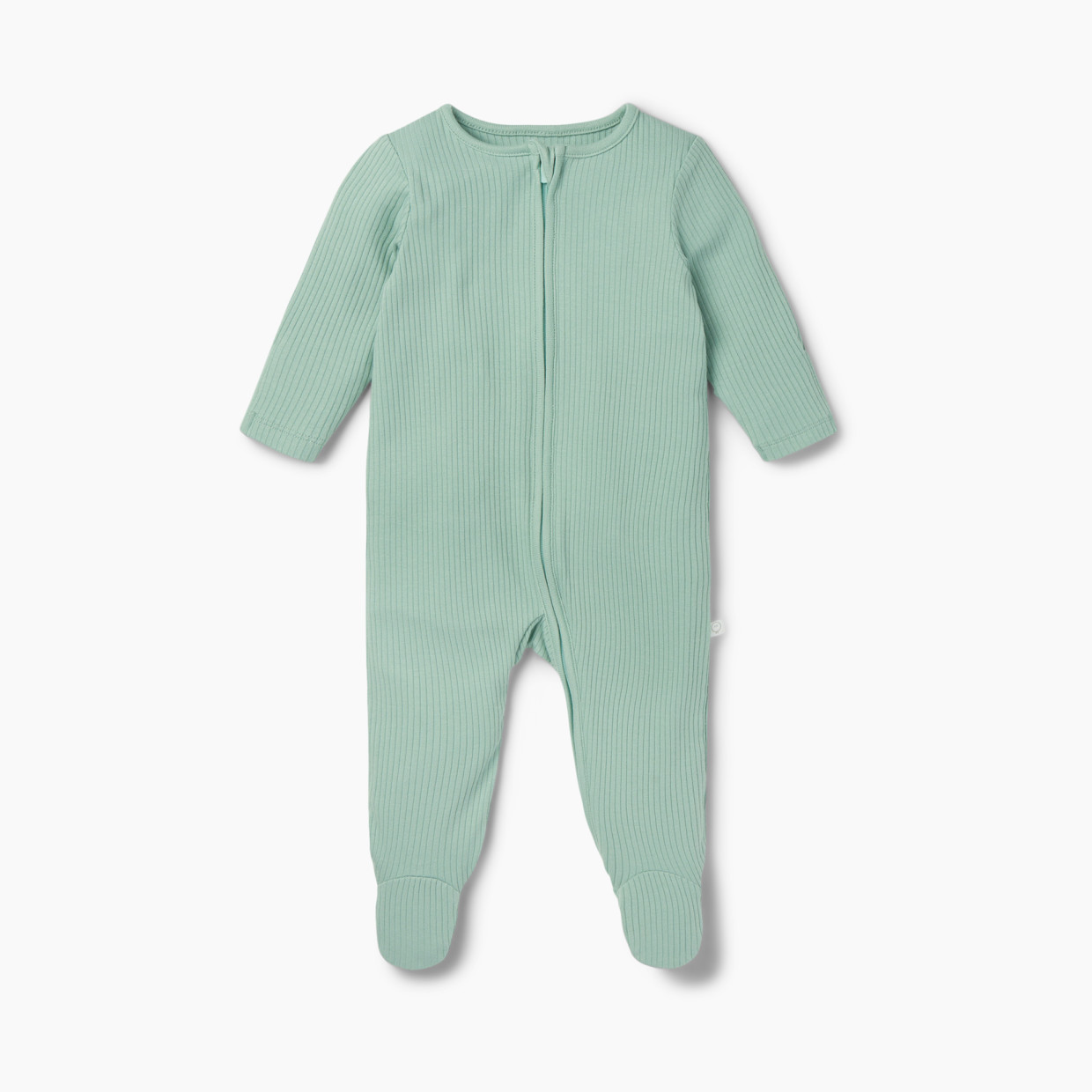 MORI Ribbed Clever Zip Footed Baby Pajamas - Ribbed Mint, 3-6 M.