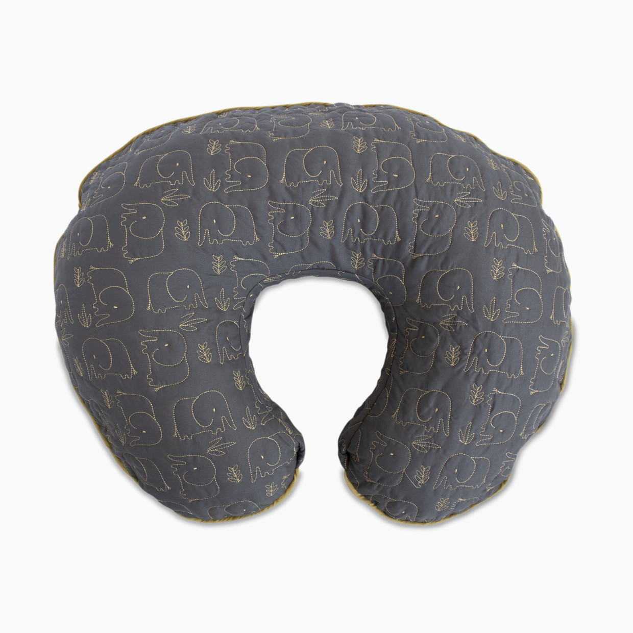 Boppy Luxe Support Nursing Pillow - Charcoal Gold Quilted Elephant.