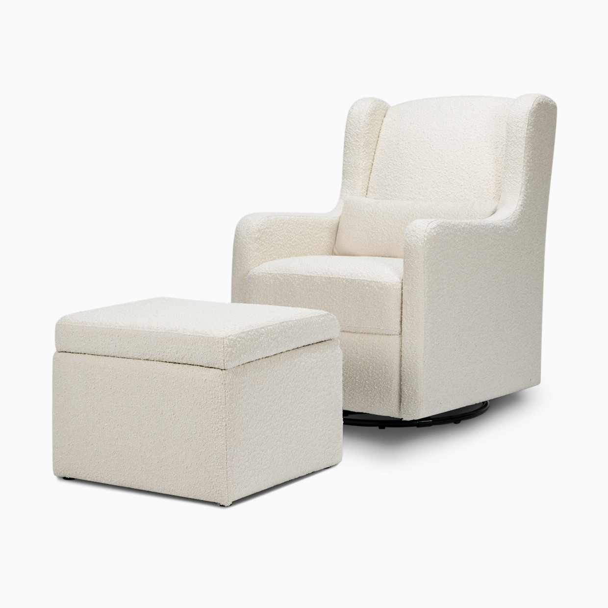 Carter's by daVinci Adrian Swivel Glider with Storage Ottoman - Ivory Boucle.