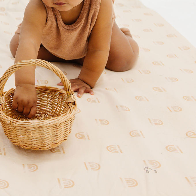 Toki Kids Epic Organic Cotton Play Mat - Rainbow Peach.