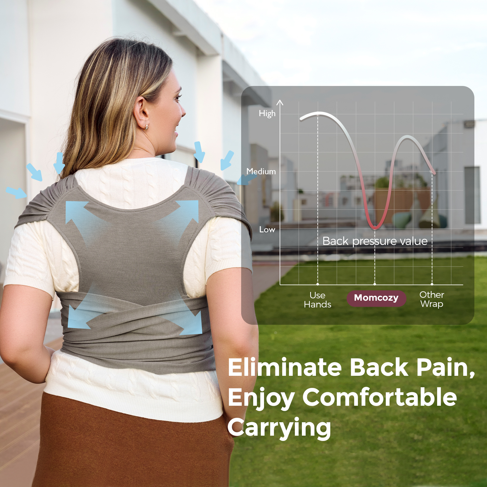 Momcozy Easy to Wear Hands Free - Baby Wrap Carrier - Brown.