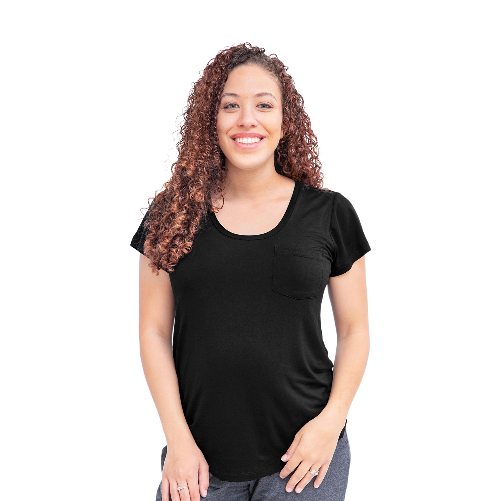 Kindred Bravely Everyday Nursing & Maternity T-Shirt - Black, Large.