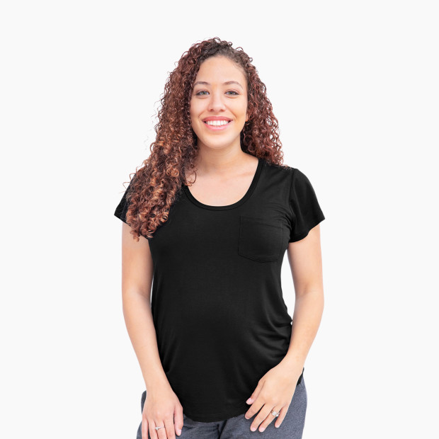 Kindred Bravely Everyday Nursing & Maternity T-Shirt - Black, Large.