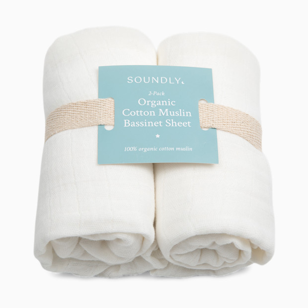 Soundly Organic Cotton Muslin Bassinet Sheet (2 Pack).