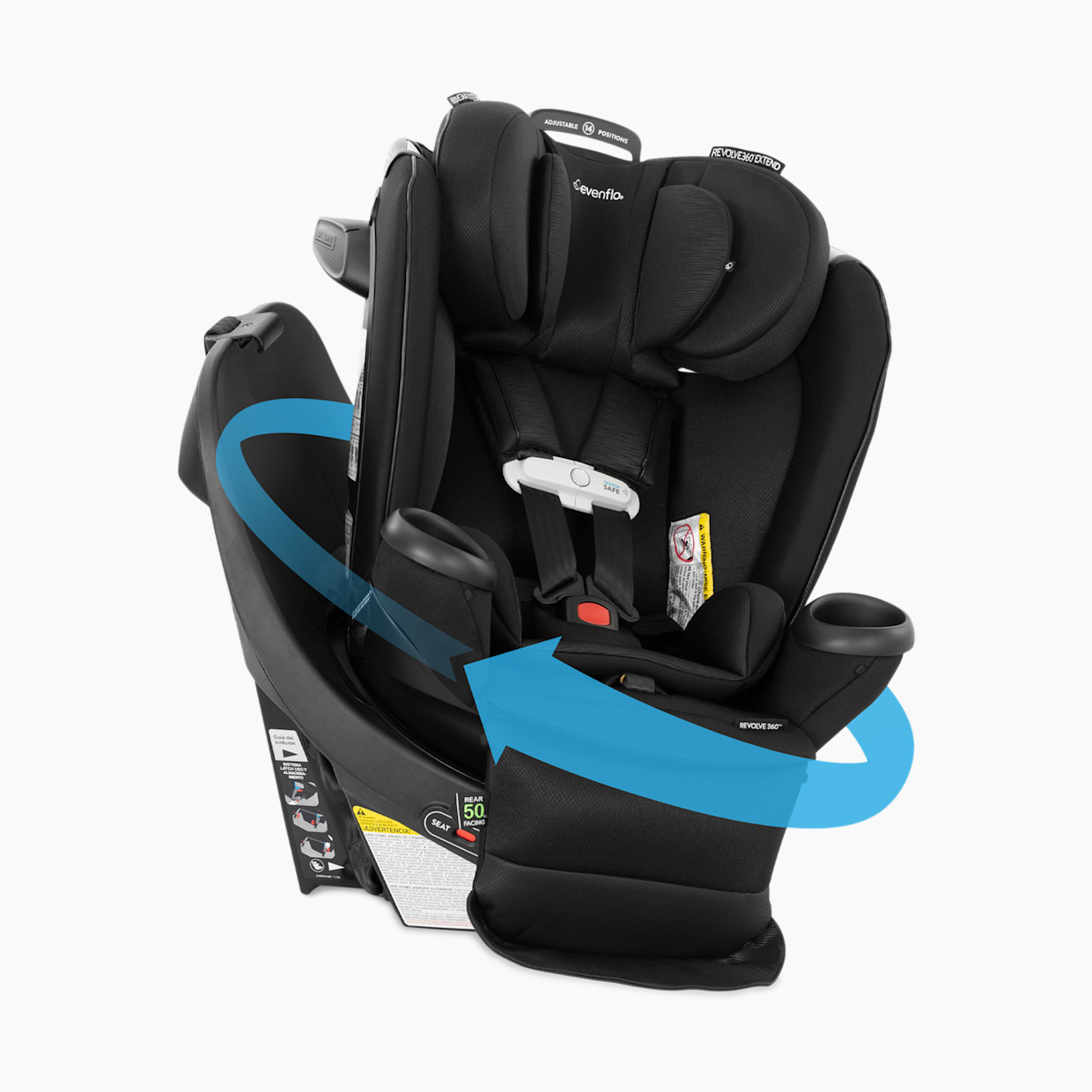 Evenflo Gold Revolve360 Extend All-in-One Rotational Car Seat with SensorSafe - Onyx.