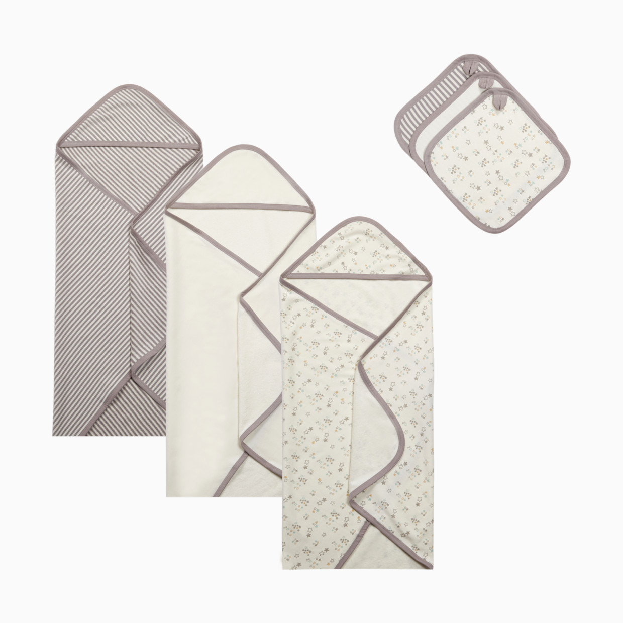 Small Story 6-Piece Organic Bath Time Set - Grey Stars.