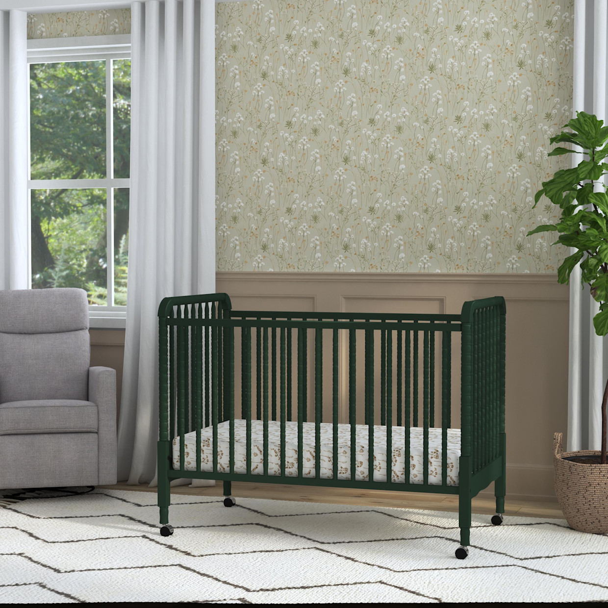 daVinci Jenny Lind 3-in-1 Convertible Crib - Forest Green.