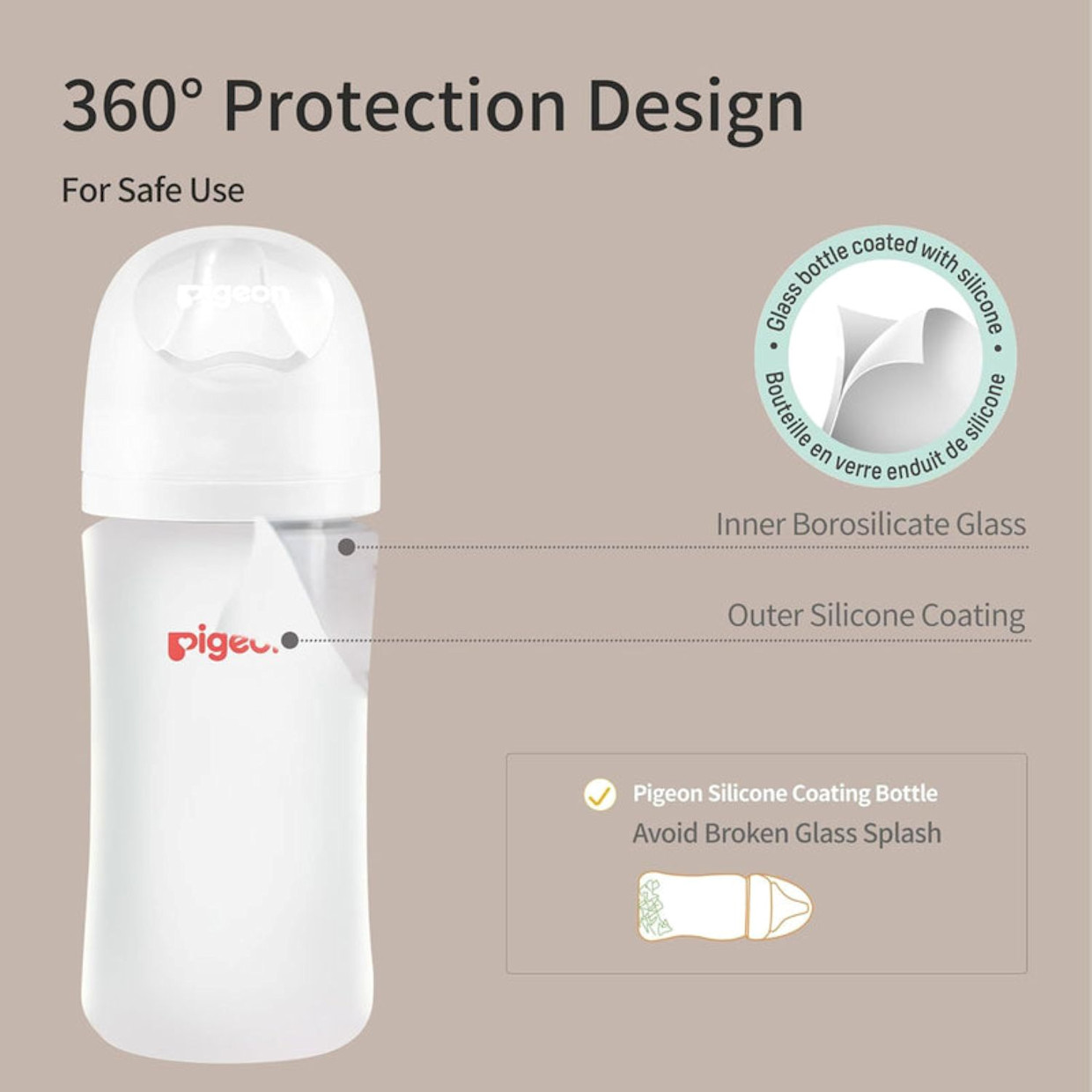 Pigeon Nurture & Nest Silicone Coated Glass Bottles - 8 Oz, 2.