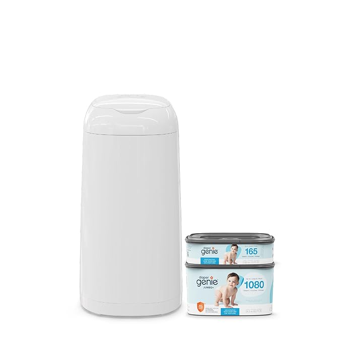 Diaper Genie Classic Gift Set | Baby Registry Must-Have | Odor Control with Push-N-Lock | Refill Supply for Up to 1,245 Newborn Diapers