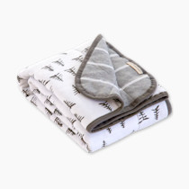 Burt's Bees Baby Infant Reversible Blankets 100% Organic Cotton GOTS Certified - Pine Forest Prints with Quilting Pattern Soft Nursery Blanket with 100% Polyester Fill for Size 30 x 40 Inch
