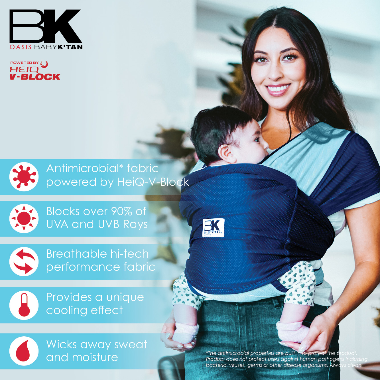 Baby K'tan Active Oasis Baby Wrap Carrier Turquoise & Blue, Medium