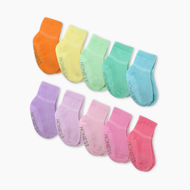 Honest Baby Clothing 10-Pack Cozy Socks - Rainbow Pinks, 0-6 M.
