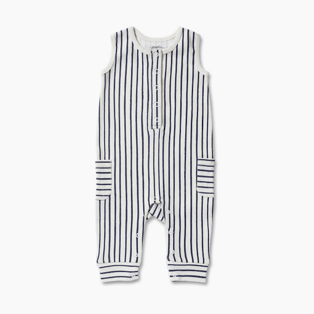 Pehr Organic Cotton Sleeveless Romper - Ink Stripes Away, 0-3 Months.