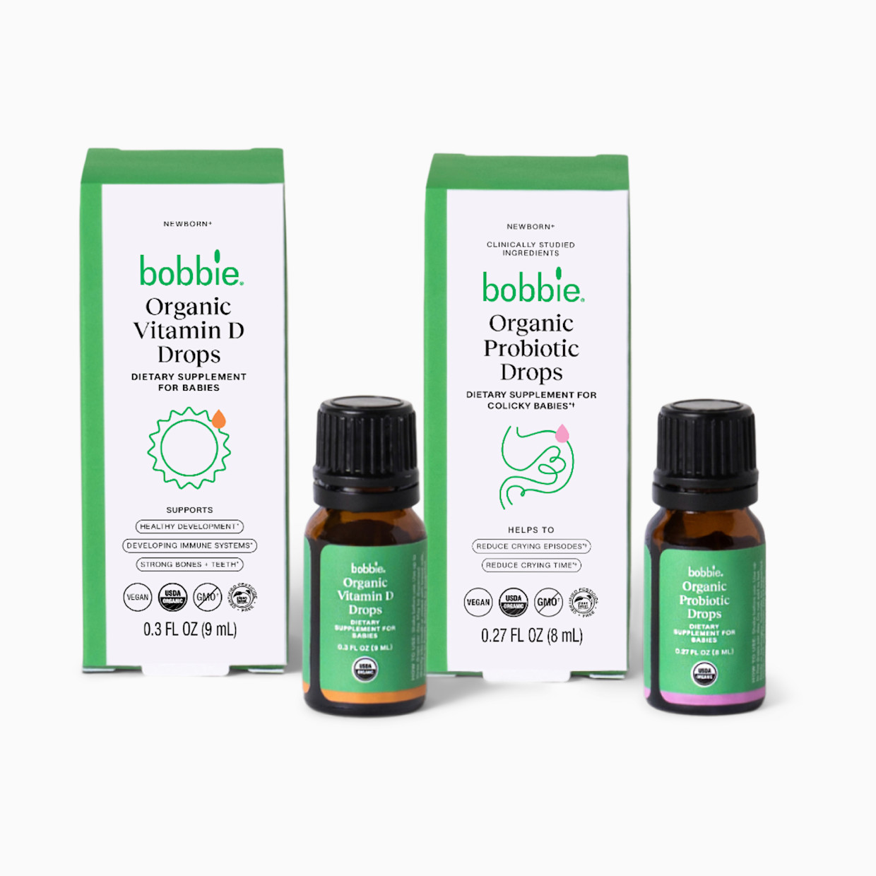 Bobbie Boosties Bundle - Organic Vitamin D and Probiotic Drops.