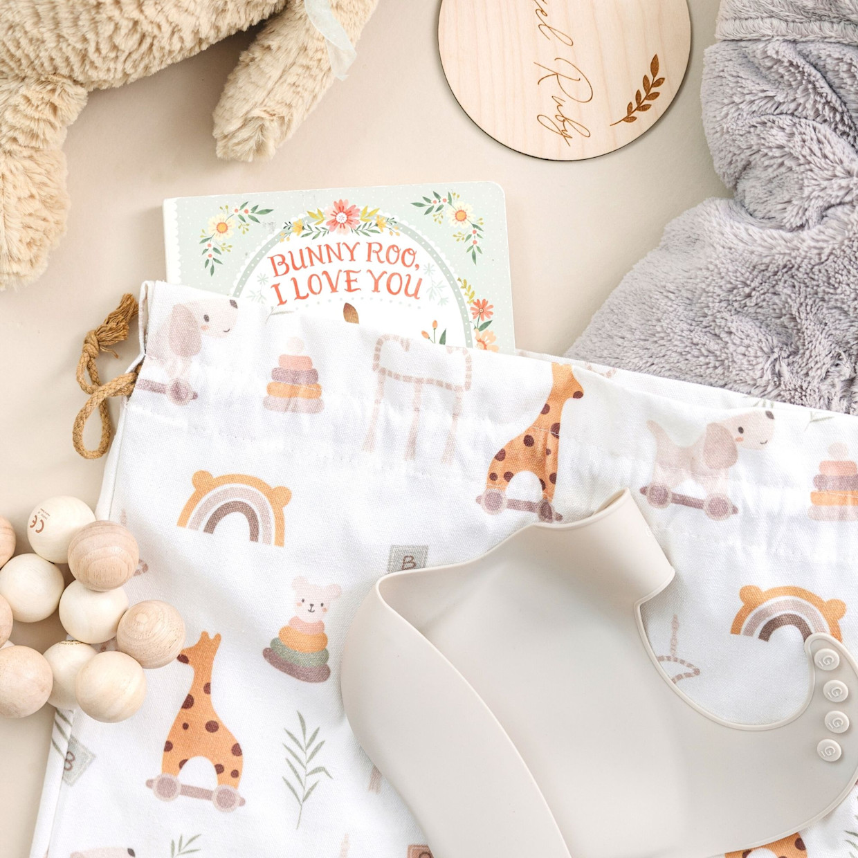 Gather & Knot Fabric Gift Bag - Boho Toy, XL.