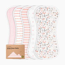 Organic Burp Cloths Baby Boy & Girl - 5-Pack Super Absorbent Cotton Burping Cloths for Babies, Soft & Plush Newborn Spit Up Rags, Infant Towels for Milk Spit Up, Unisex, Large 21" x 10" (Sweet Charm)