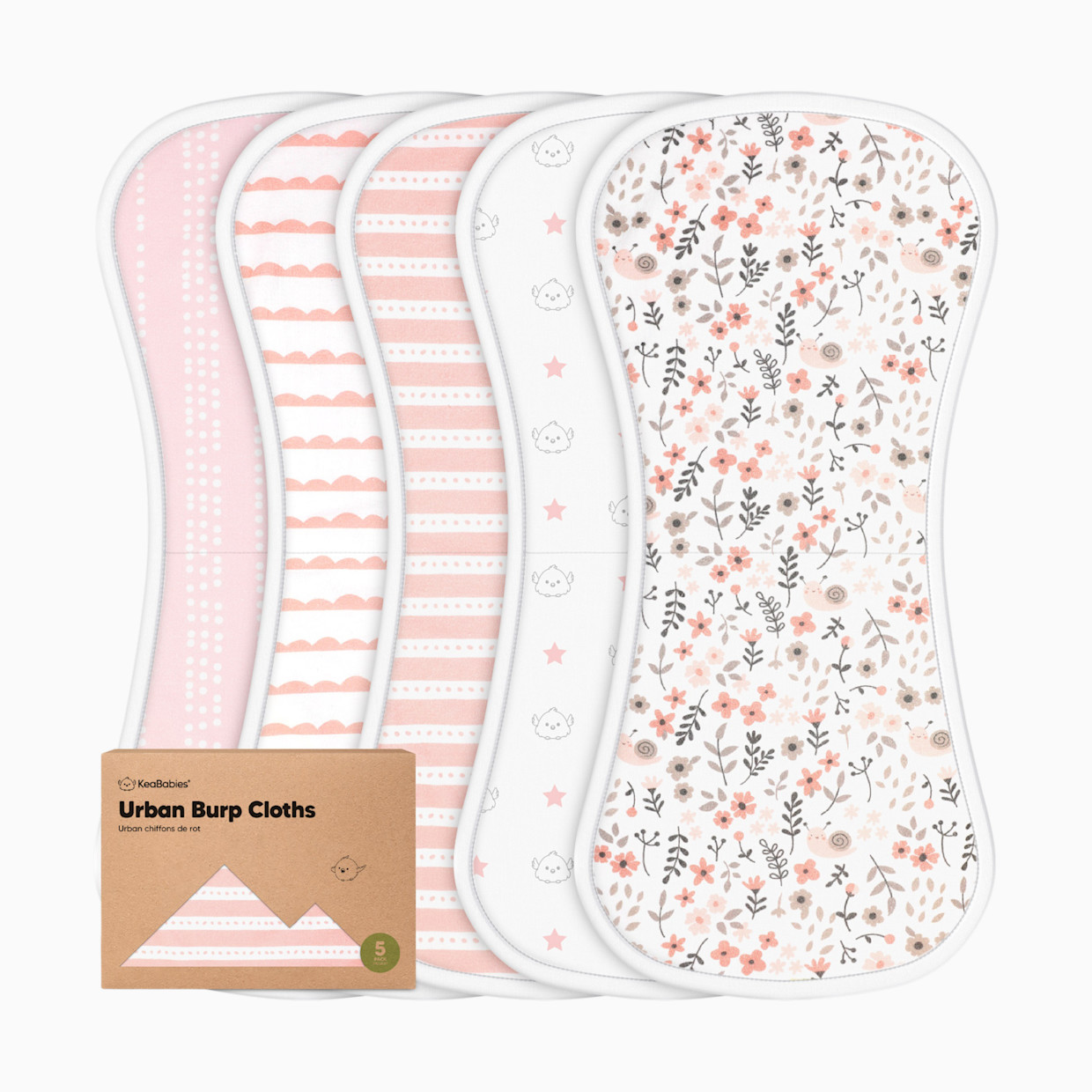 KeaBabies Urban Burp Cloths (5 Pack) - Sweet Charm.