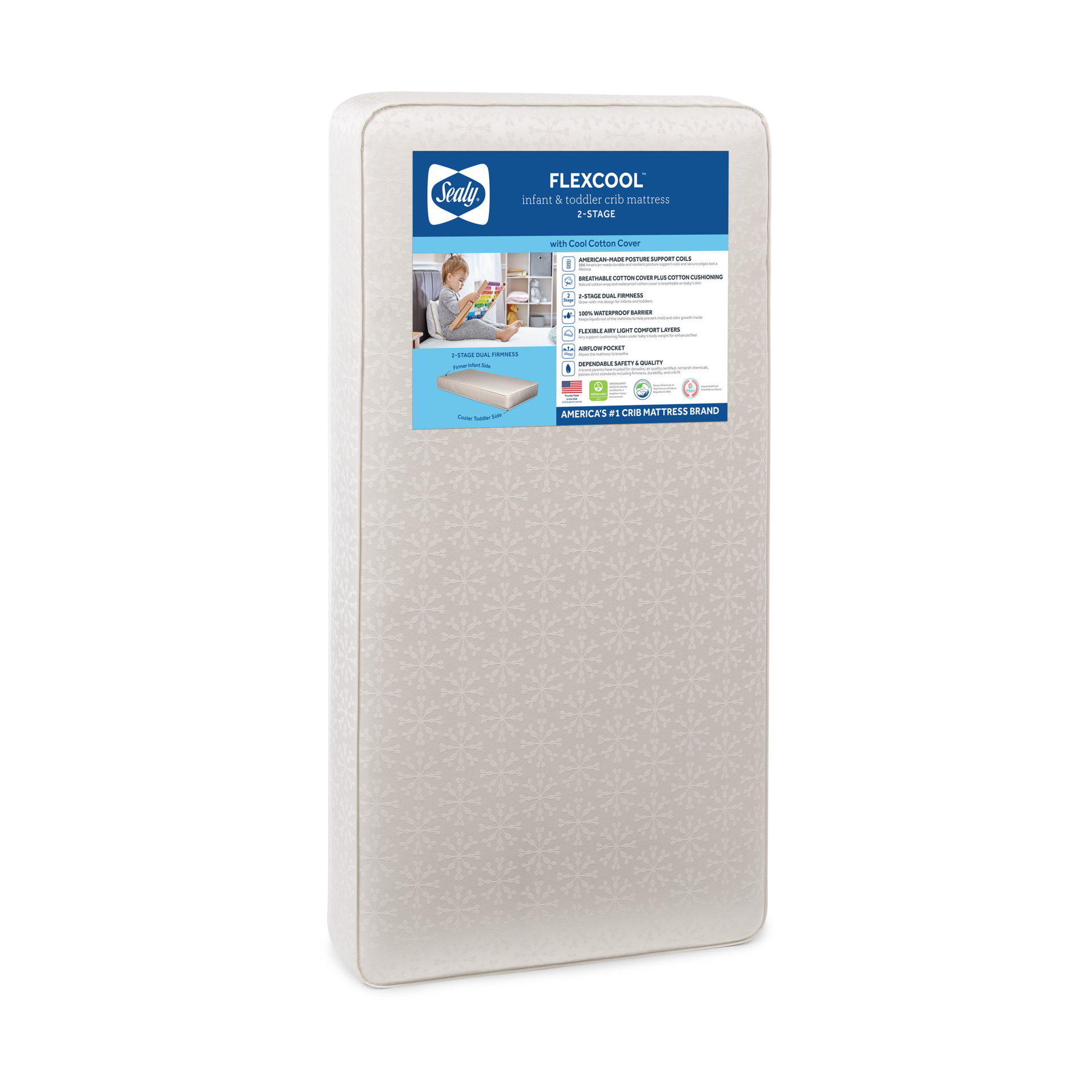Sealy Flexcool 2-Stage Crib and Toddler Mattress.