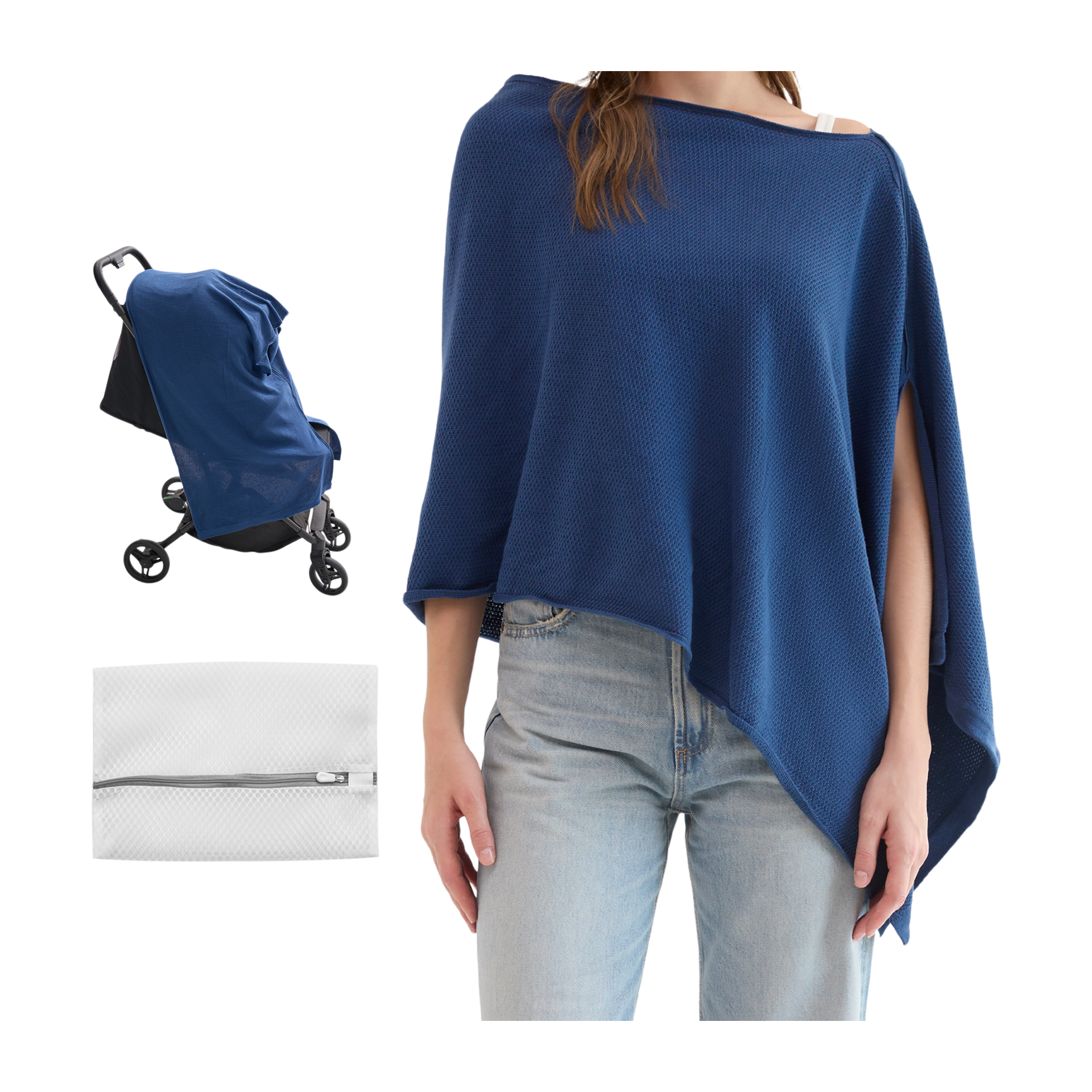 Momcozy Nursing Cover for Breastfeeding, Breathable Soft Privacy Poncho, Multi-Use Stroller Cover, Baby Blanket, and Stylish Scarf, Portable, Includes Laundry Bag