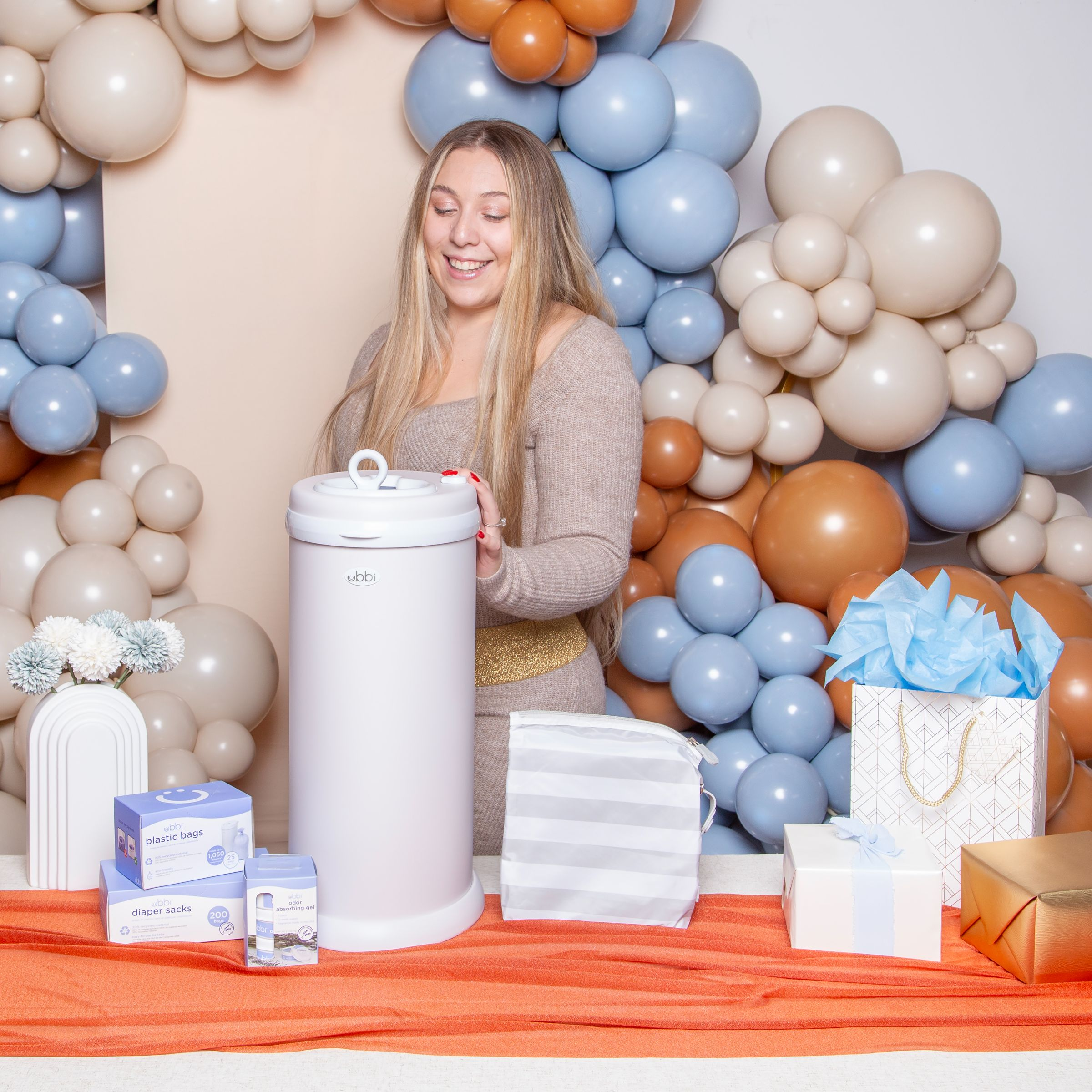 Ubbi Diaper Pail Value Gift Set - Matte White.