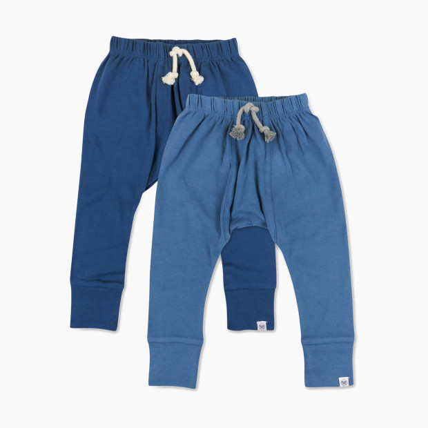 Honest Baby Clothing 2-Pack Organic Cotton Honest Pants - Ombre Blues, 0-3 M.