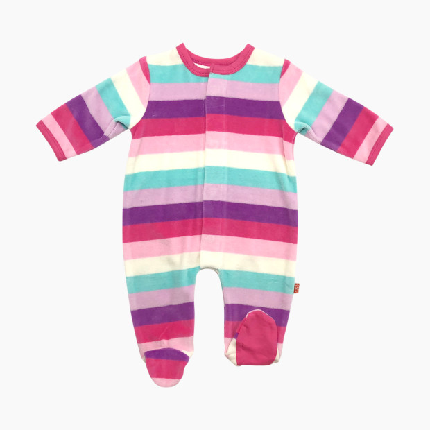 Magnetic Me Velour Magnetic Footie - Multi Pink Stripes, 0-3 Months.