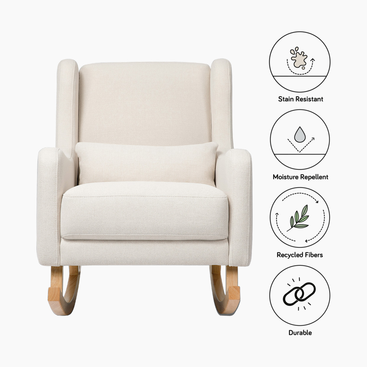 babyletto Kai Rocker Chair - Performance Natural Eco Twill/Light Legs.