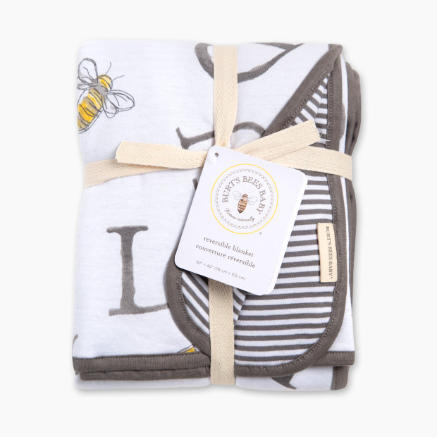 Burt's Bees Baby Reversible Organic Cotton Jersey Knit Blanket - A Bee C.