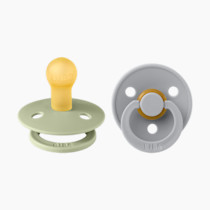 BIBS Pacifiers Colour Collection | Natural Rubber Baby Pacifier | Set of 2 BPA-Free Soothers | Made in Denmark | 0+ Months (Pack of 2) | Sage/Cloud