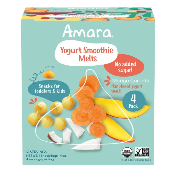 Amara  Organic Yogurt Smoothie Melts 4 (1 oz.) Bags Per Box.